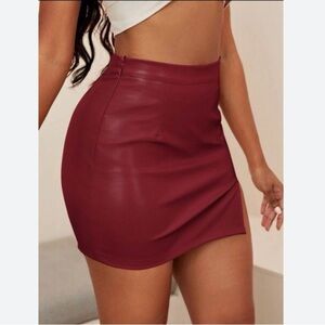 SHEIN Latex Slit Mini Skirt Faux Leather - Size S